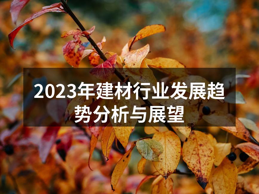 2023年建材行业发展趋势分析与展望